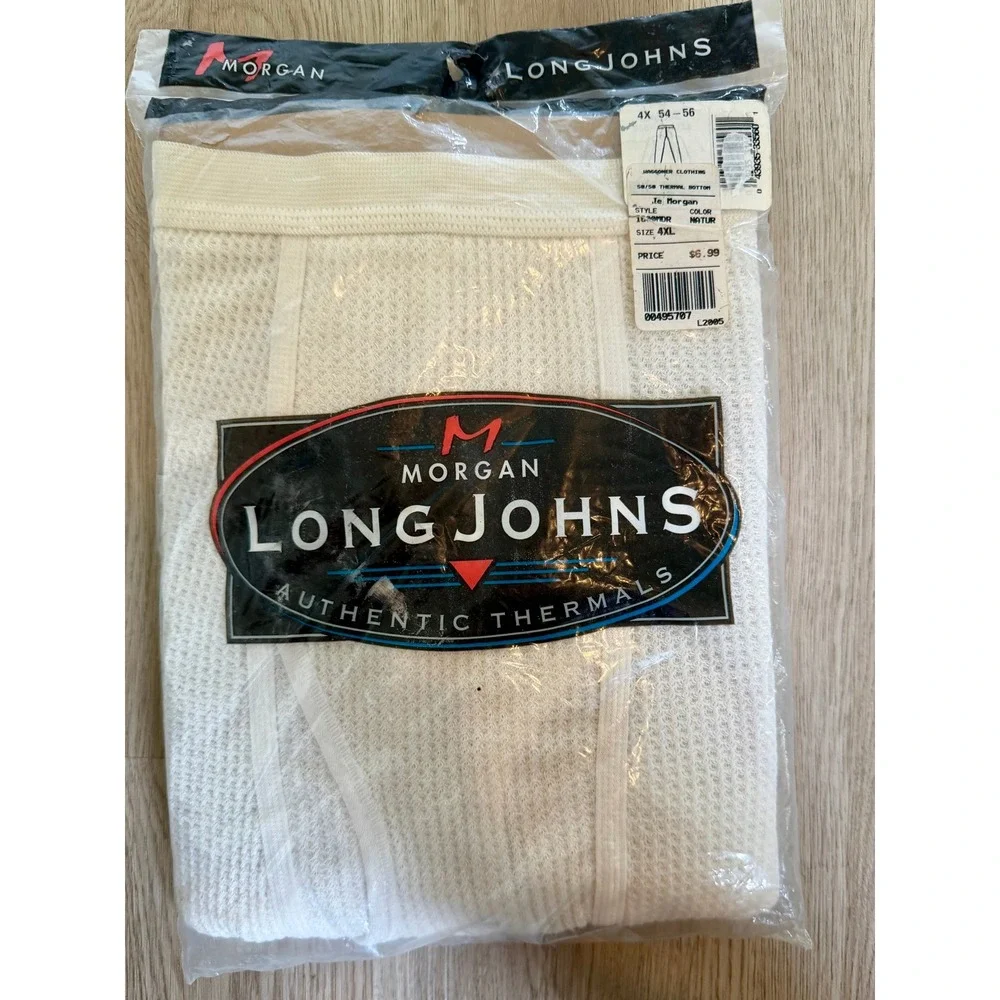 J.E. Morgan Mens Thermal Long‎ Johns Waffle Knit Bottoms Natural 4XL 54-56 NEW